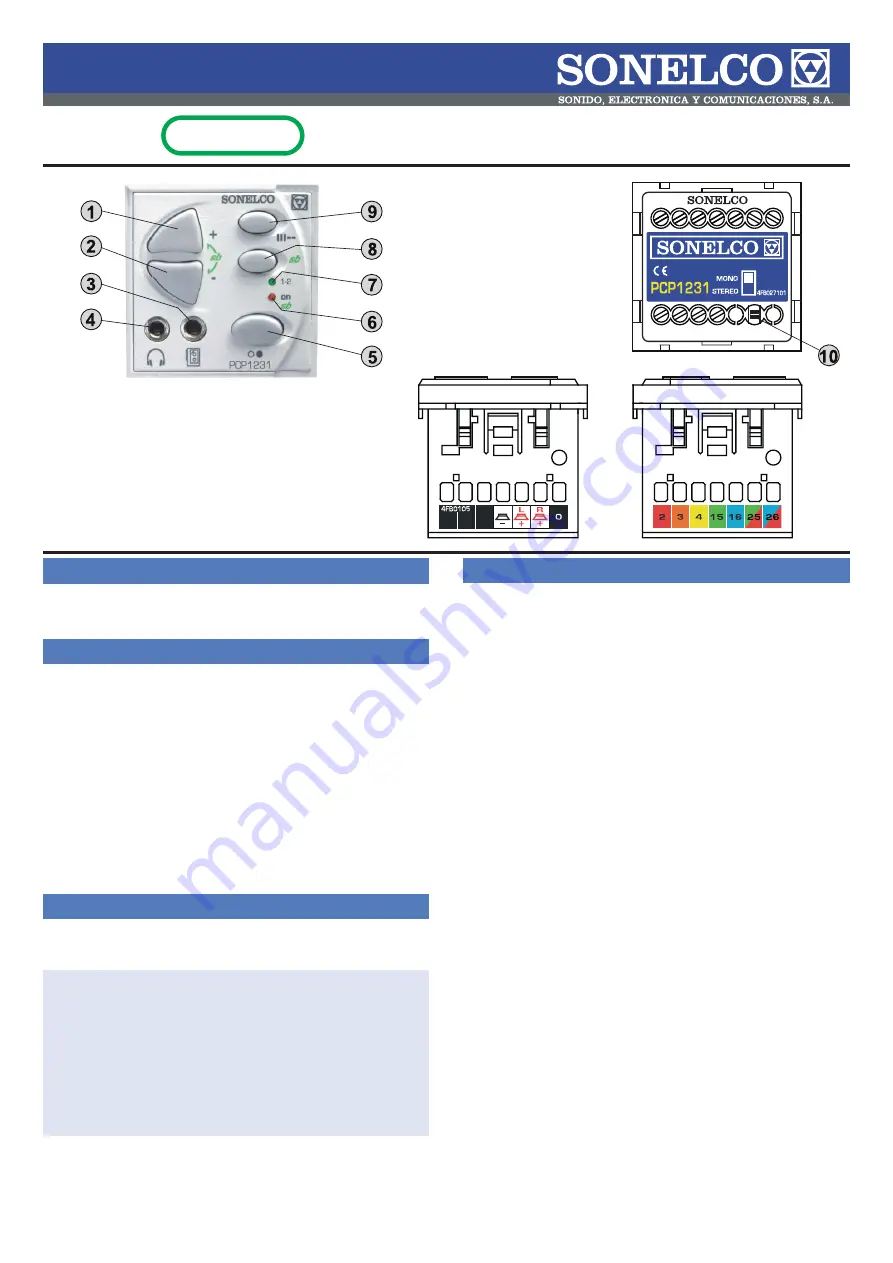 Sonelco PCP1231 Quick Start Manual Download Page 1