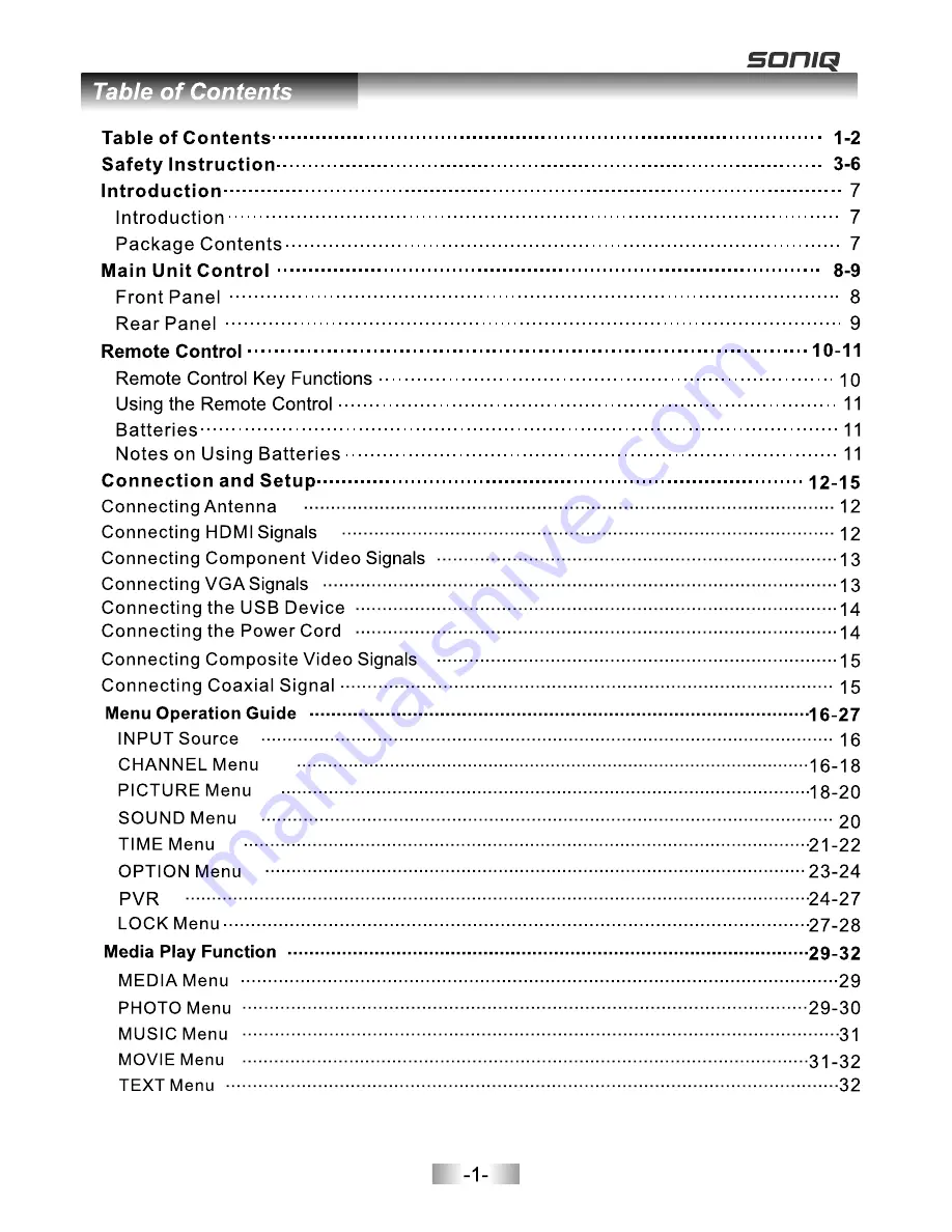 SONIQ E23Z12A Instruction Manual Download Page 2