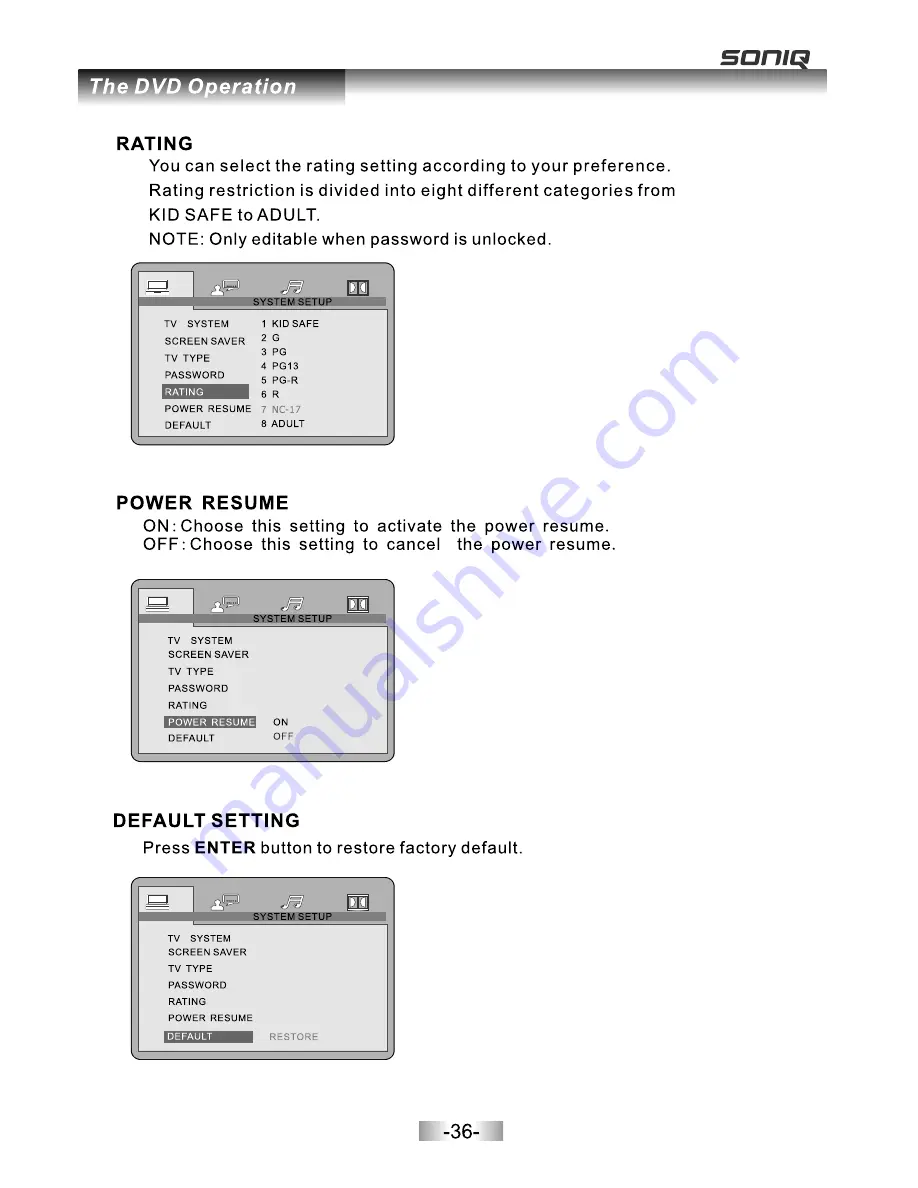 SONIQ E23Z12A Instruction Manual Download Page 37