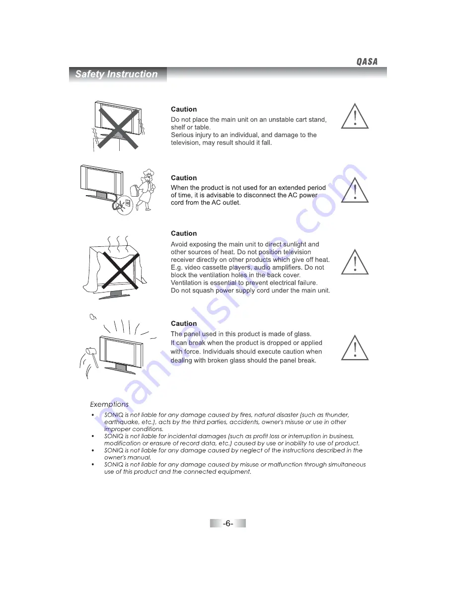 SONIQ QASA QSL470XT Instruction Manual Download Page 8