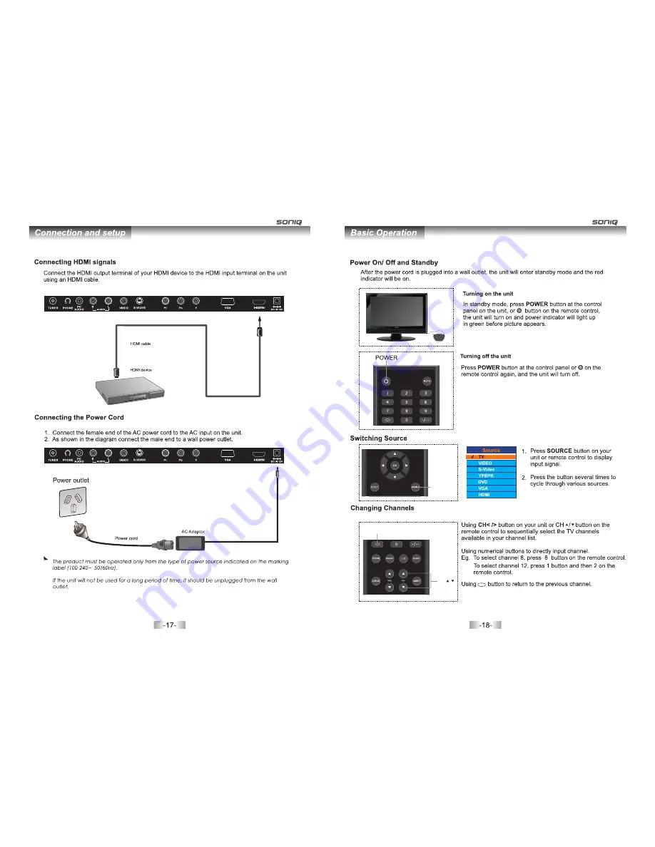 SONIQ Qvision QV192LCT Скачать руководство пользователя страница 9