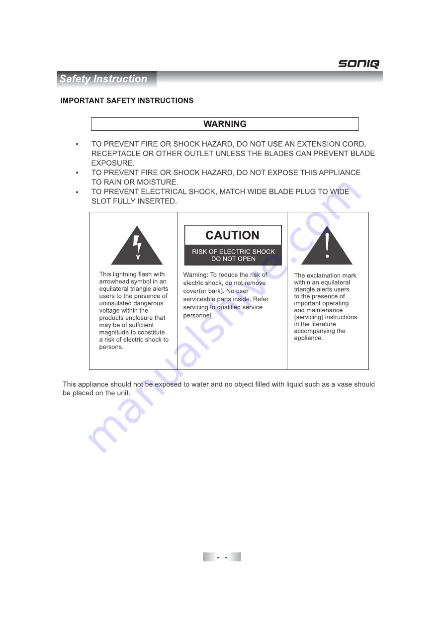 SONIQ Qvision QV263L Instruction Manual Download Page 4