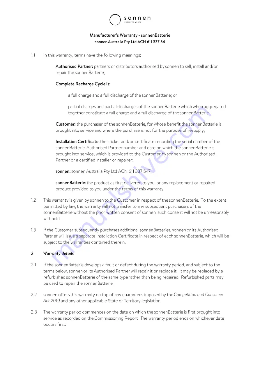 Sonnen sonnenBatterie eco 8.0/10 Operating Instructions Manual Download Page 30