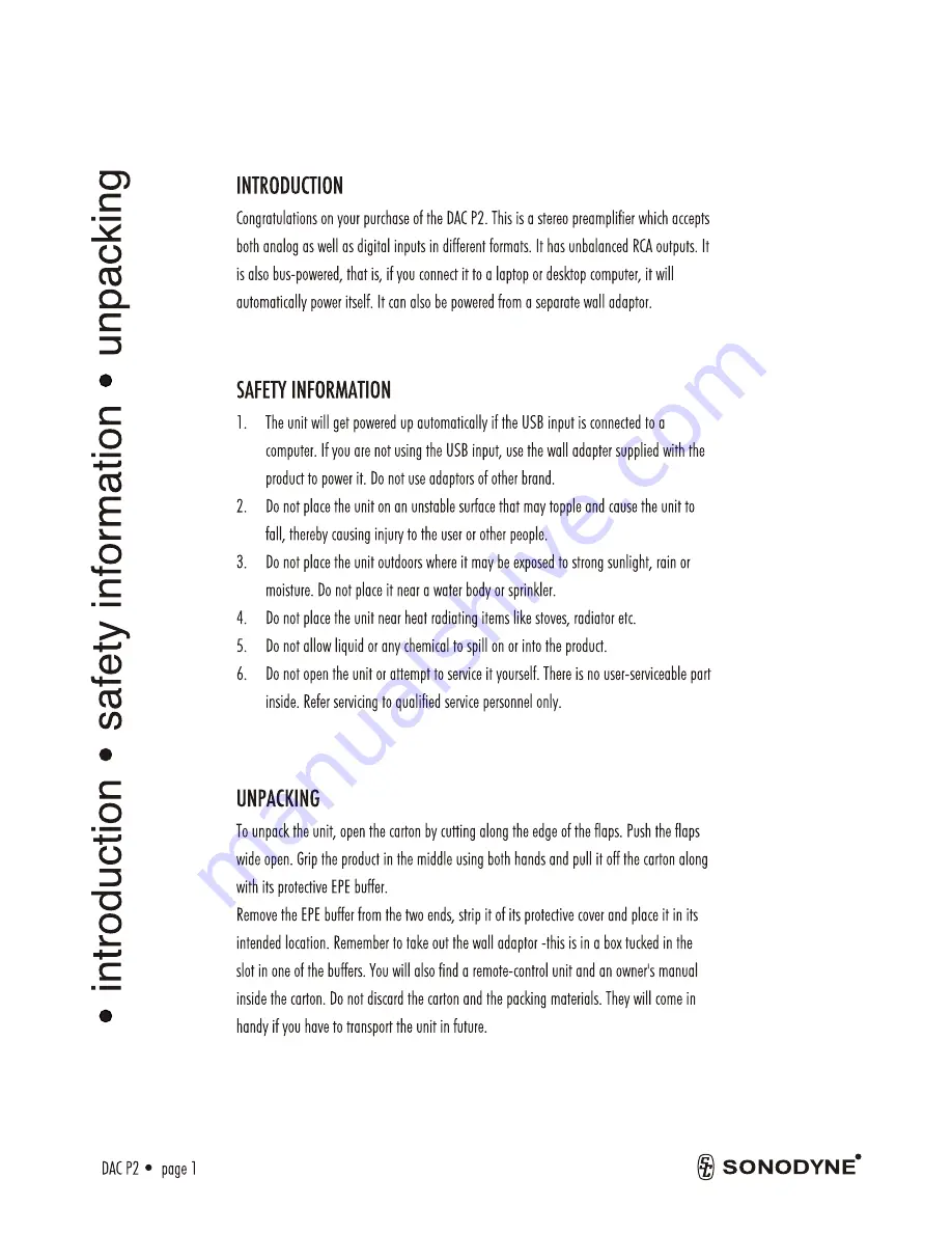 Sonodyne DAC P2 Скачать руководство пользователя страница 2