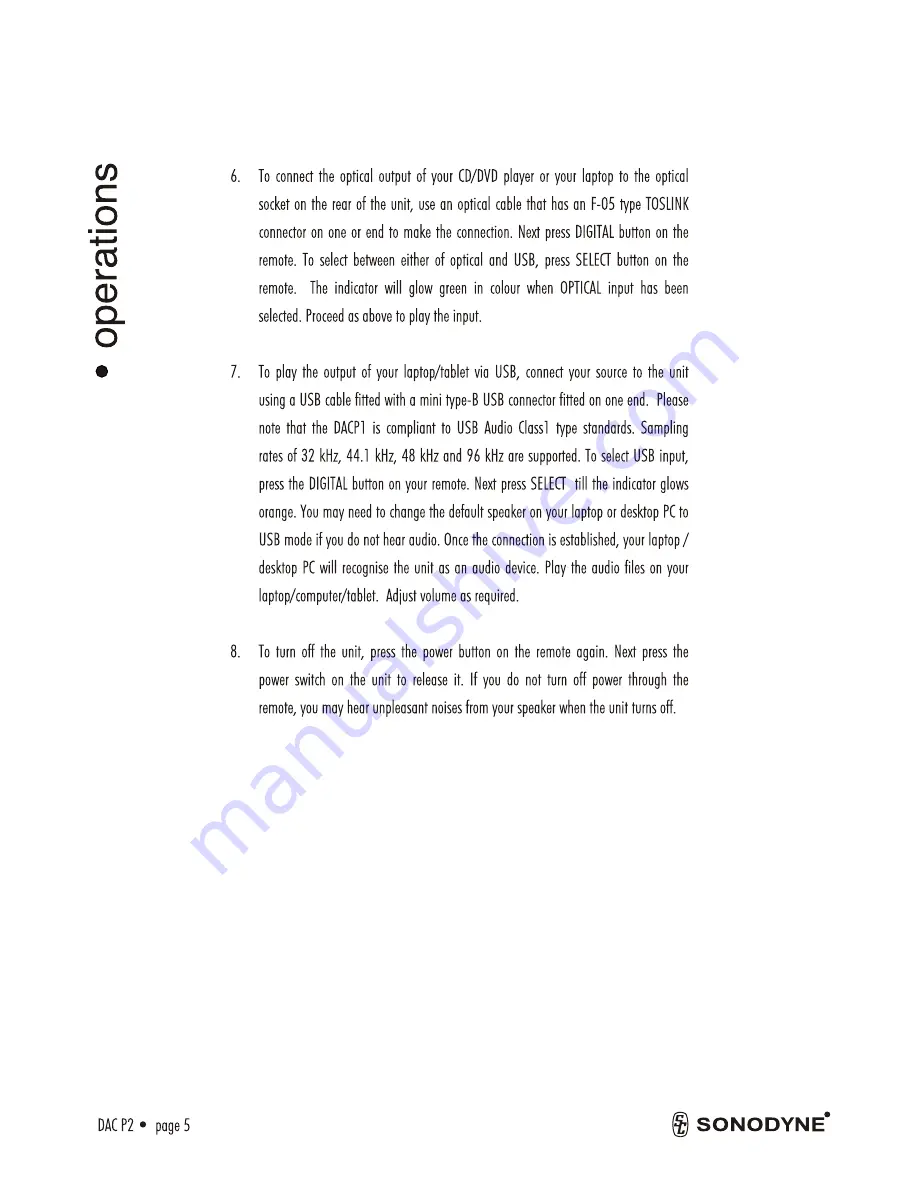 Sonodyne DAC P2 Owner'S Manual Download Page 6