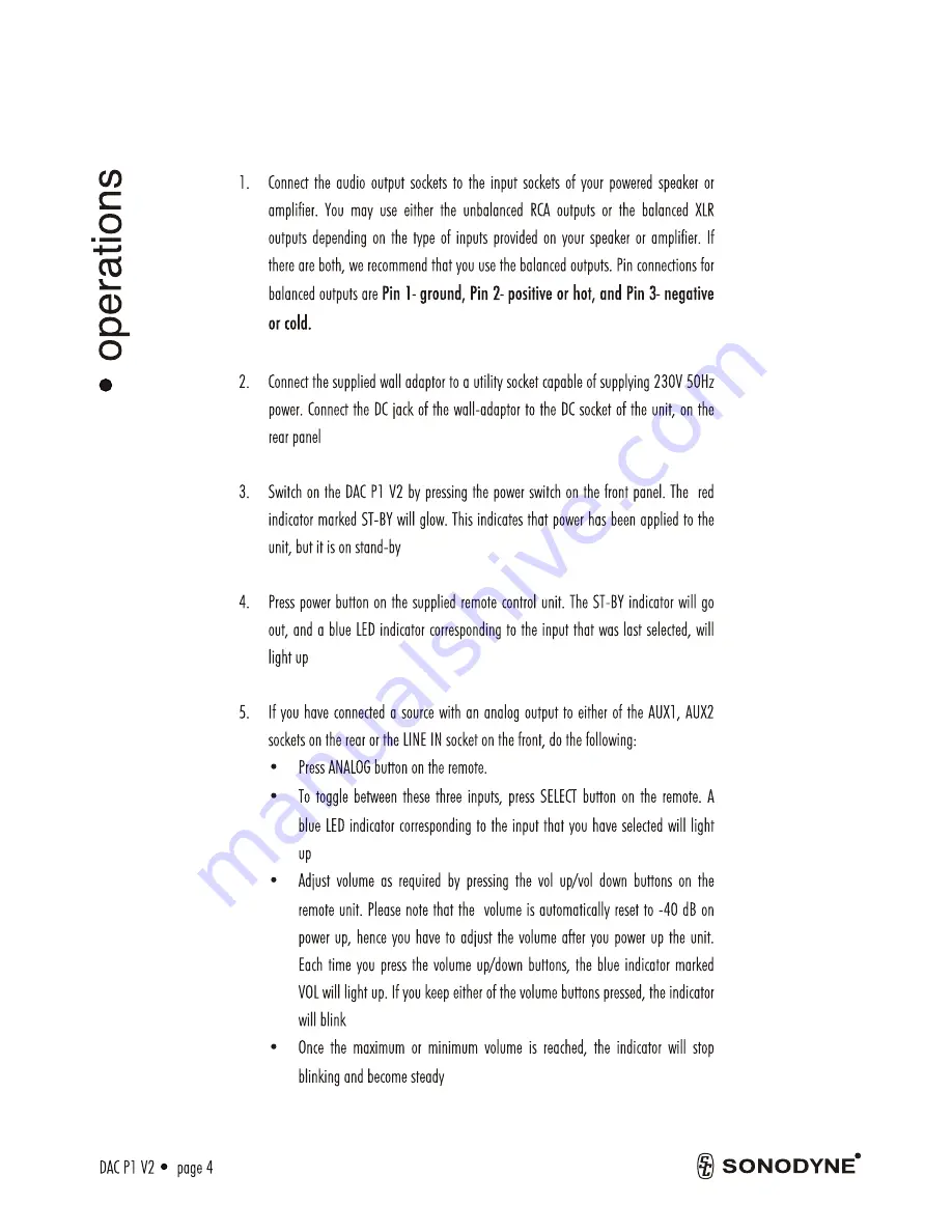 Sonodyne DACP1V2 Owner'S Manual Download Page 5