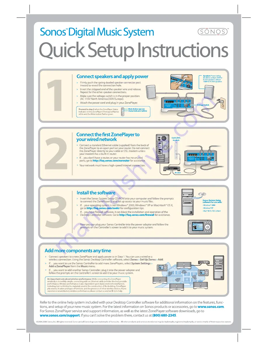 Sonos Digital Music System Quick Start Download Page 1