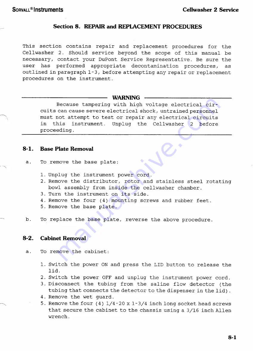 Sorvall Cellwasher 2 Service Manual Download Page 96