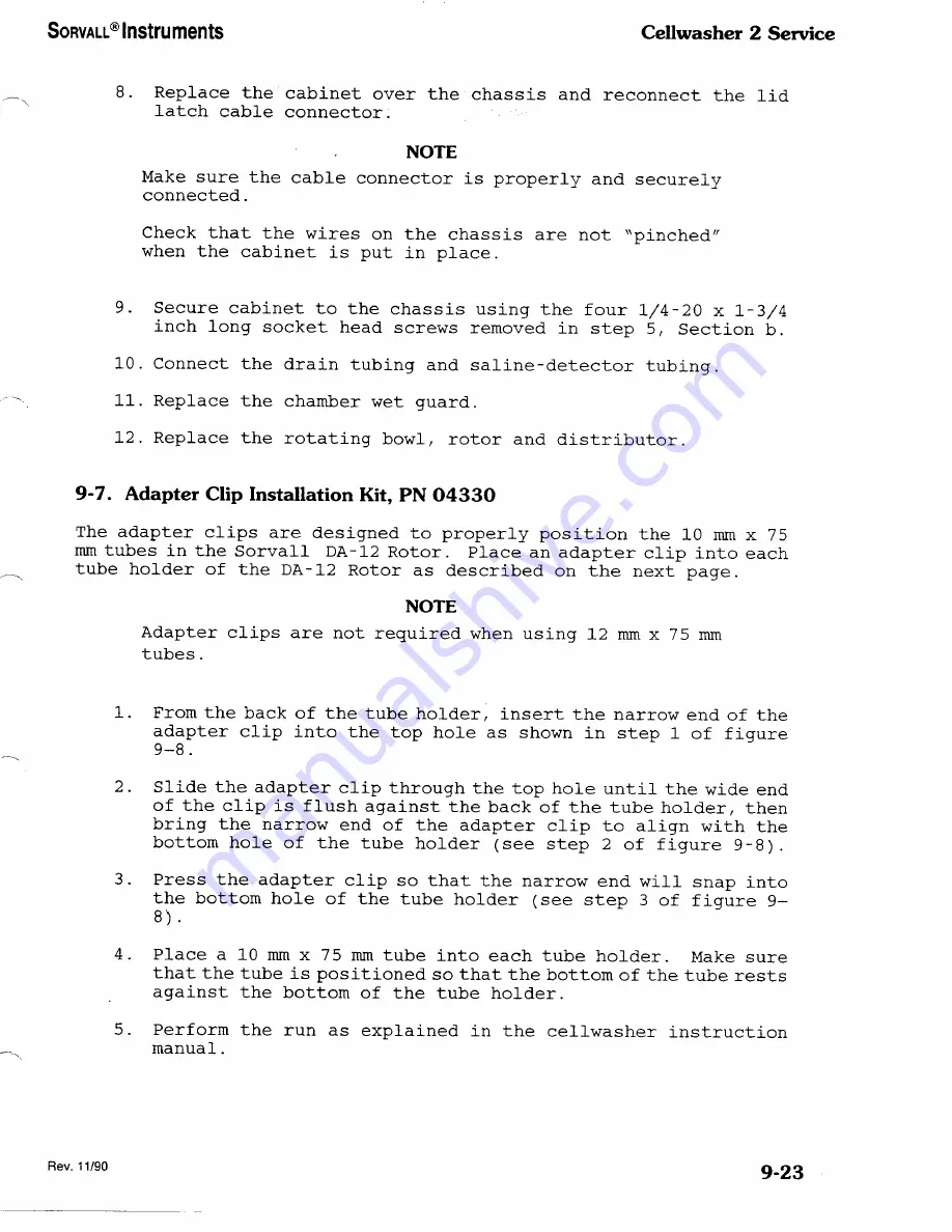 Sorvall Cellwasher 2 Service Manual Download Page 123