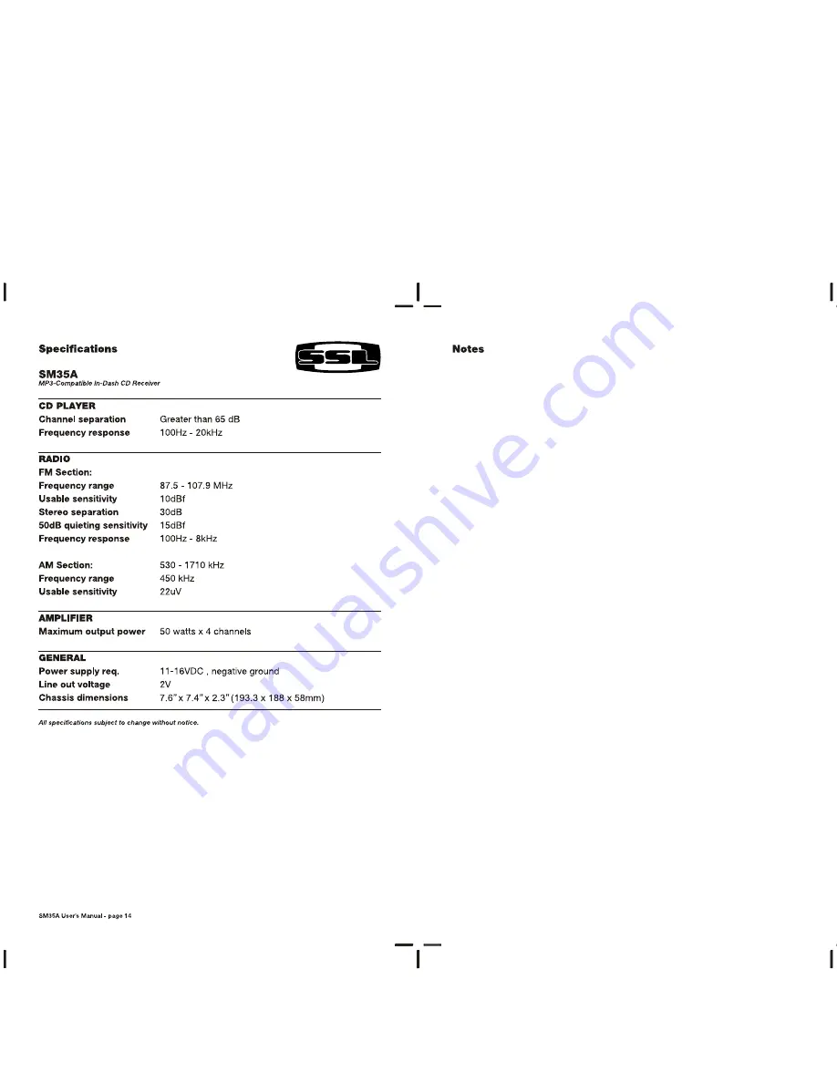 Sound Storm SM35A User Manual Download Page 9