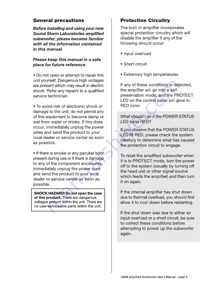 Sound Storm USS8 User Manual Download Page 3