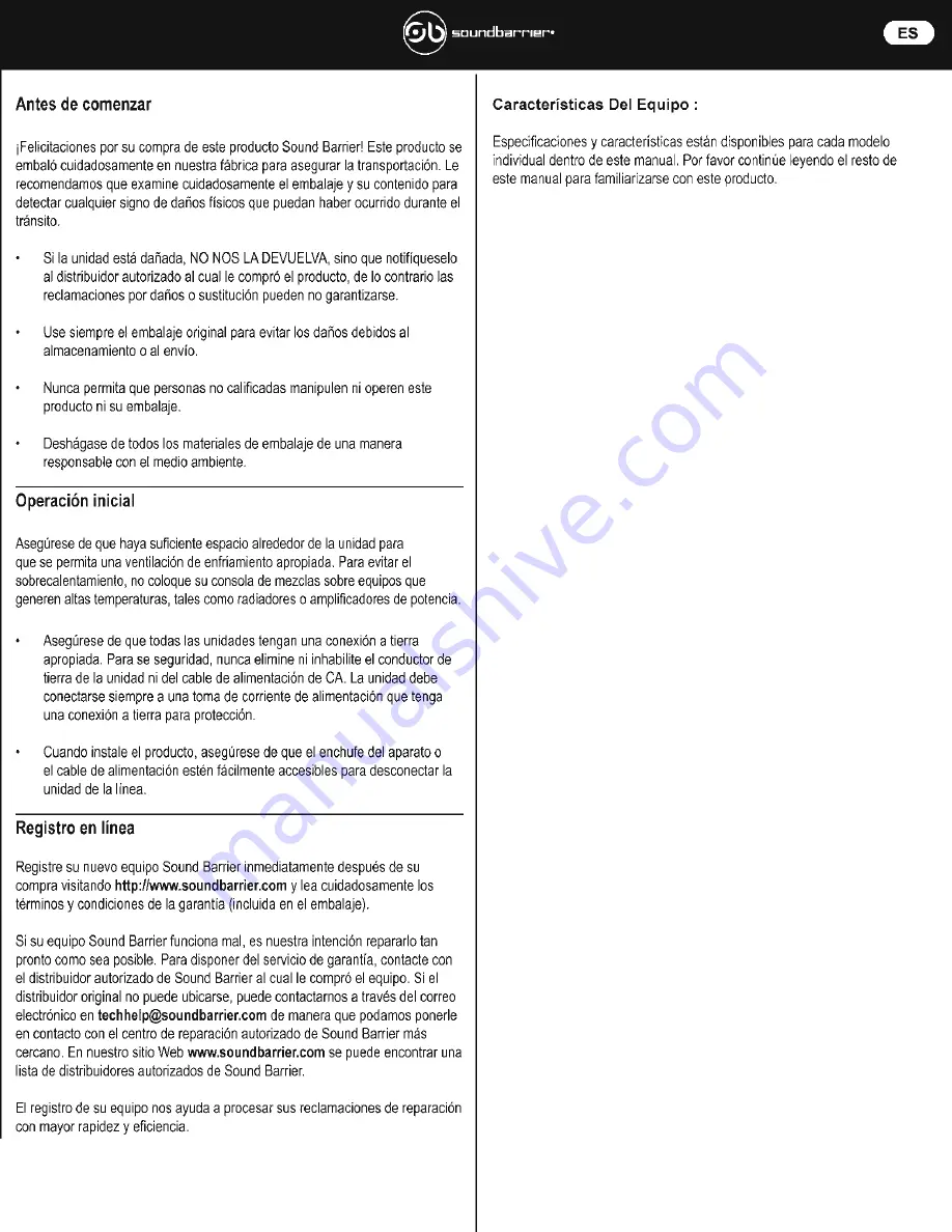 Soundbarrier MG112A Operation Manual Download Page 5