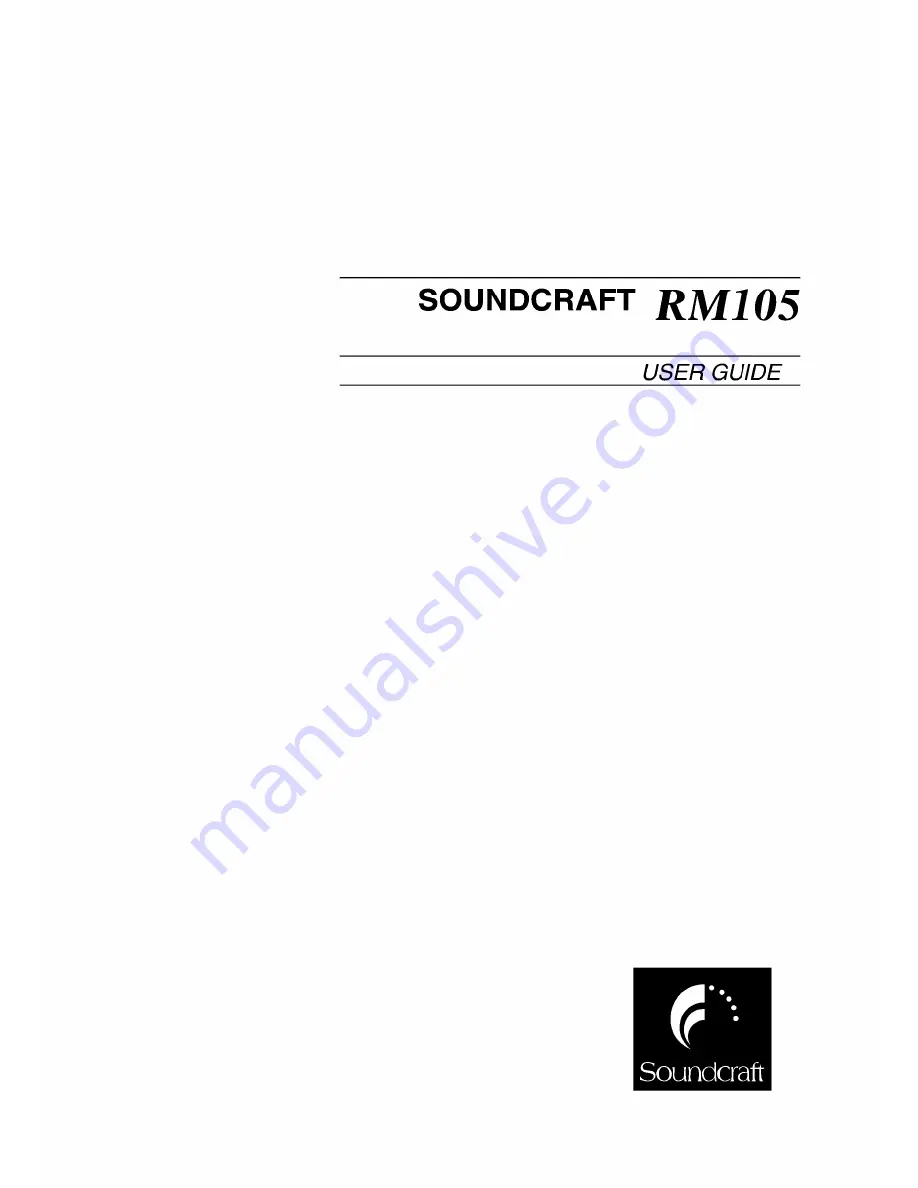 SoundCraft RM105 User Manual Download Page 1