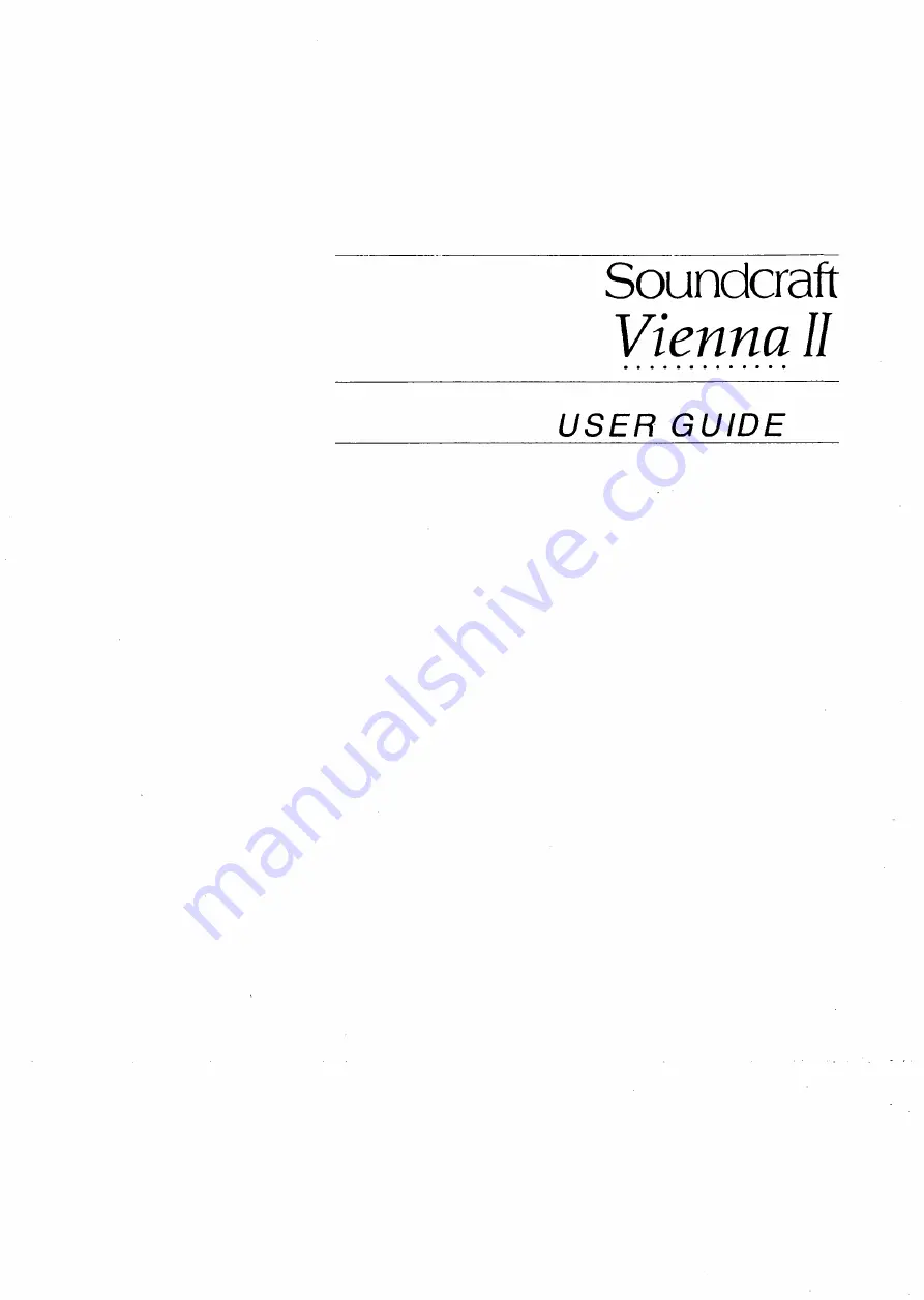 SoundCraft Vienna II User Manual Download Page 1