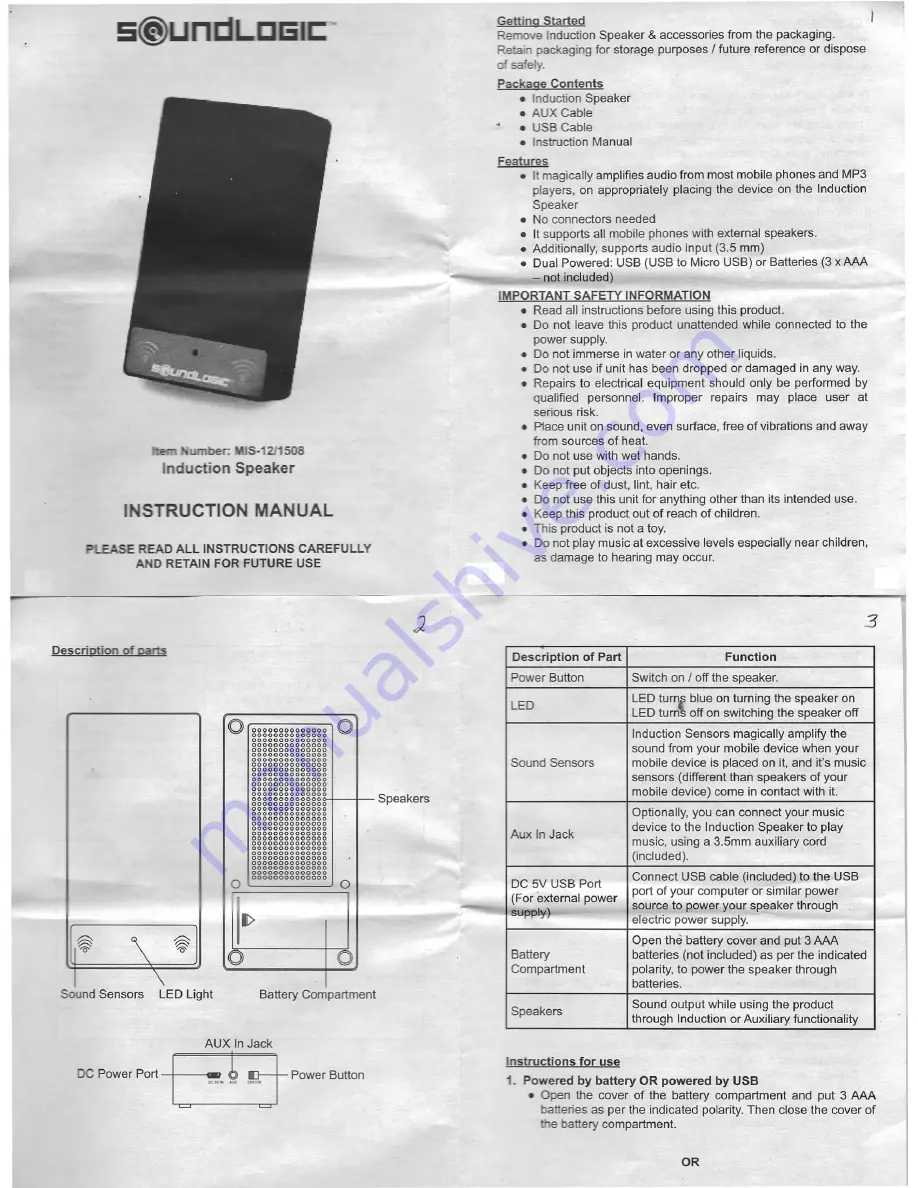 SoundLogic MIS-12/1508 Скачать руководство пользователя страница 1