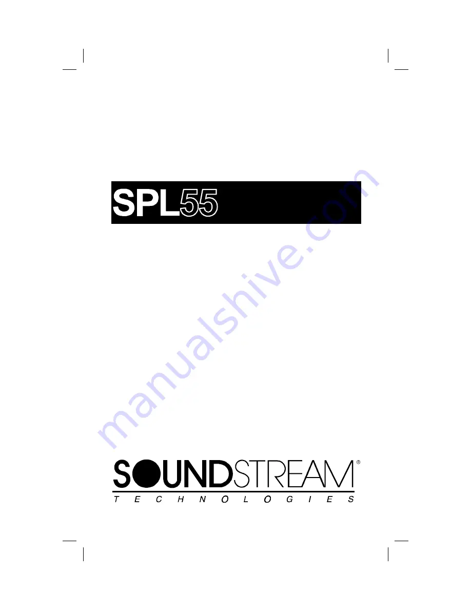 Soundstream SPL 55 Owner'S Manual Download Page 1