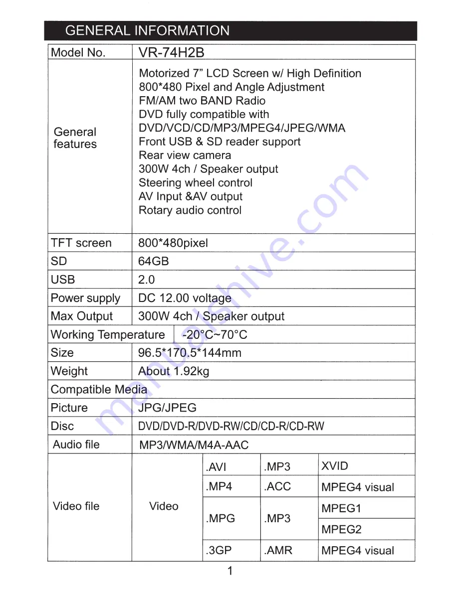 Soundstream VR-74H2B Скачать руководство пользователя страница 3