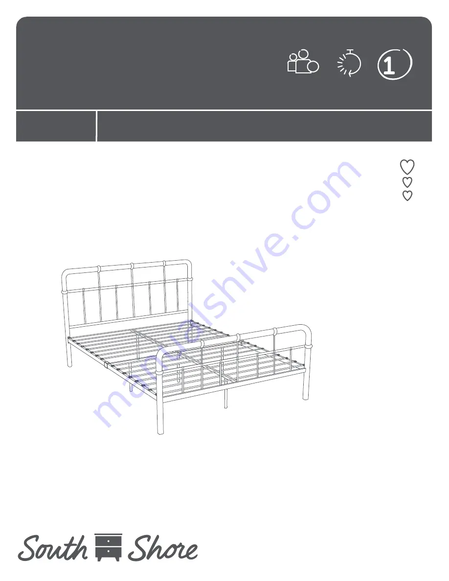 South Shore Queen Metal Bed 11683 Assembly Instructions Manual Download Page 1