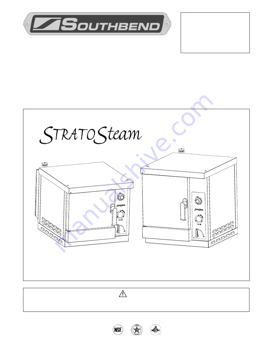 Southbend StratoSteam STRG-3D Скачать руководство пользователя страница 1