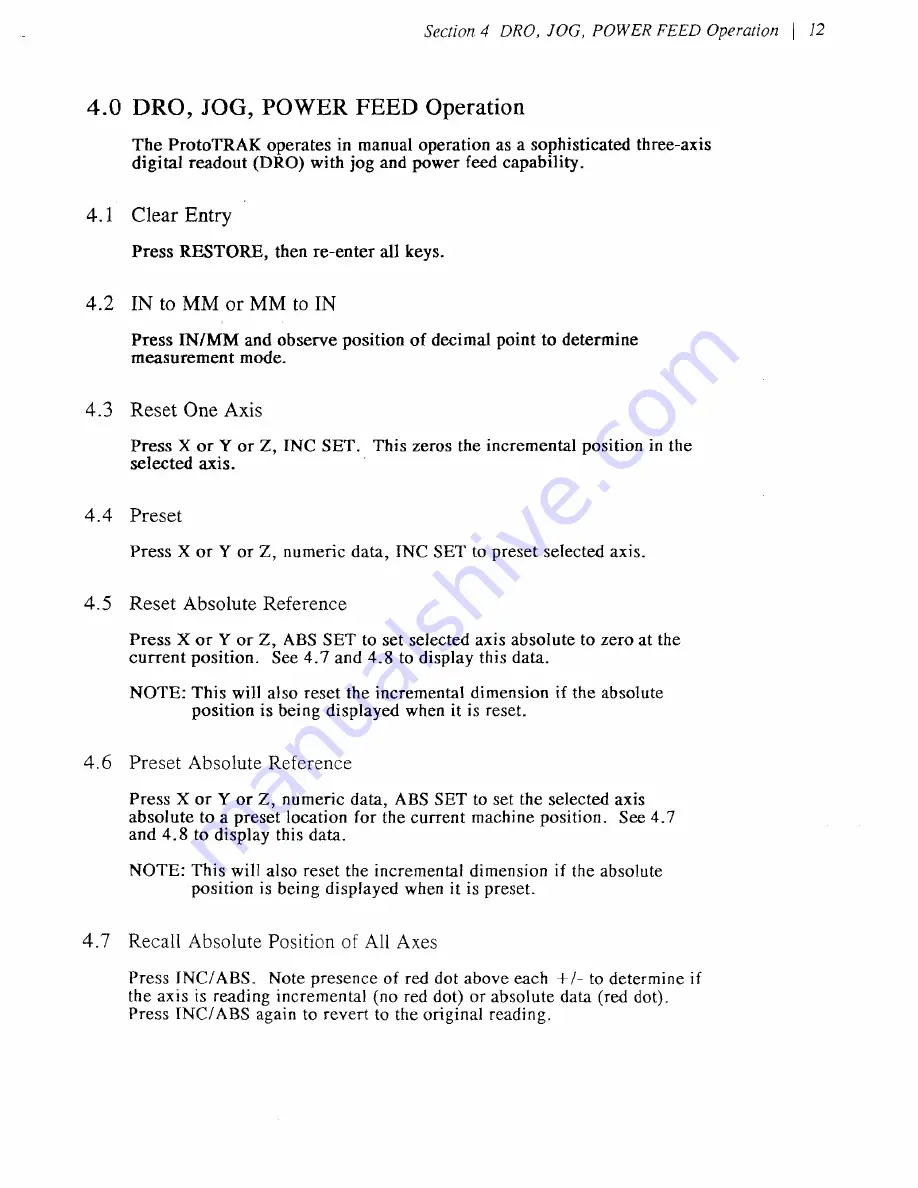 Southwestern Industries ProtoTRAK Plus Programming, Operating & Service Manual Download Page 19