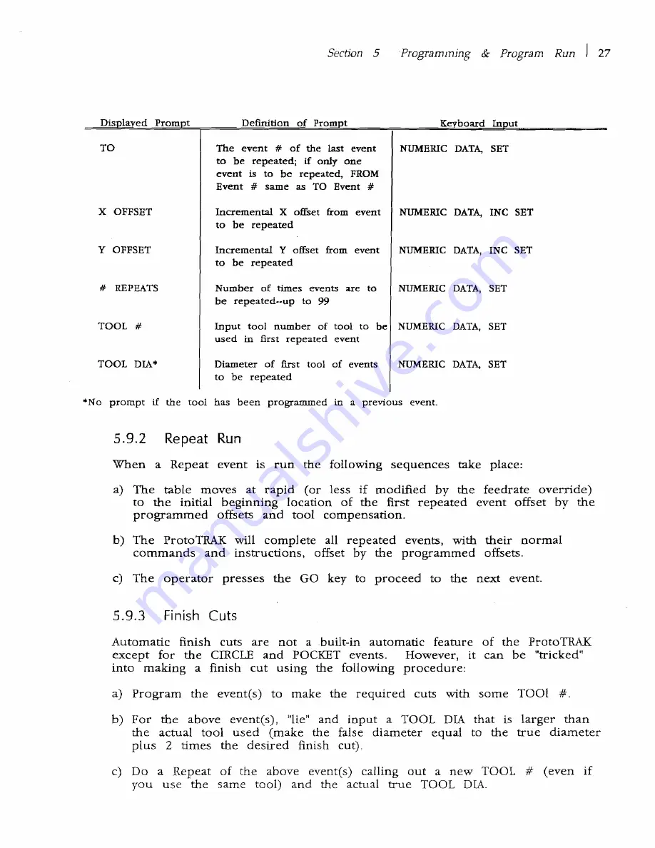 Southwestern Industries ProtoTRAK Plus Programming, Operating & Service Manual Download Page 34