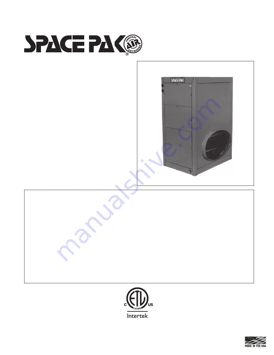 SpacePak WCSP-2430JV Installation, Operation & Maintenance Manual Download Page 1