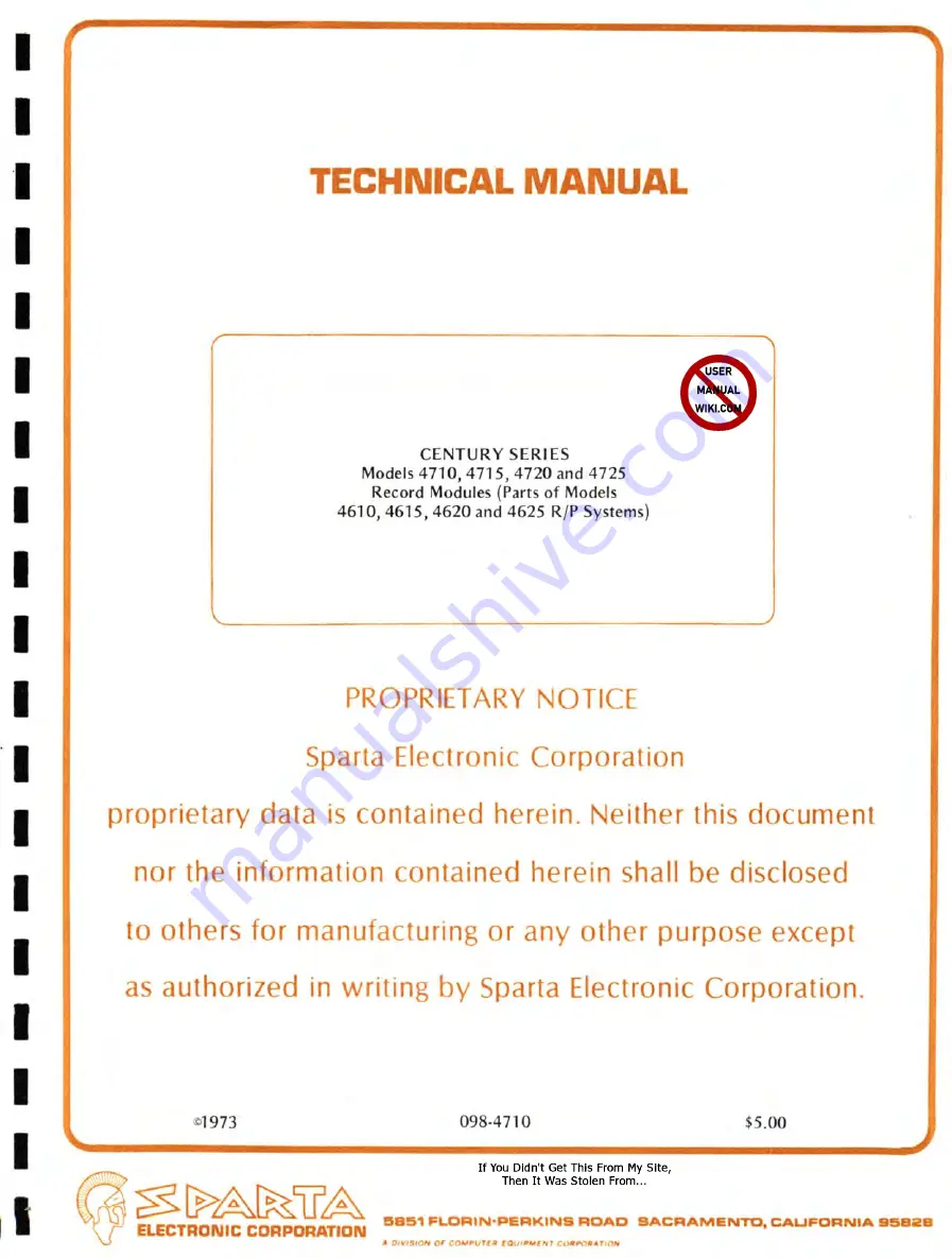 Sparta Century 4710 Technical Manual Download Page 2