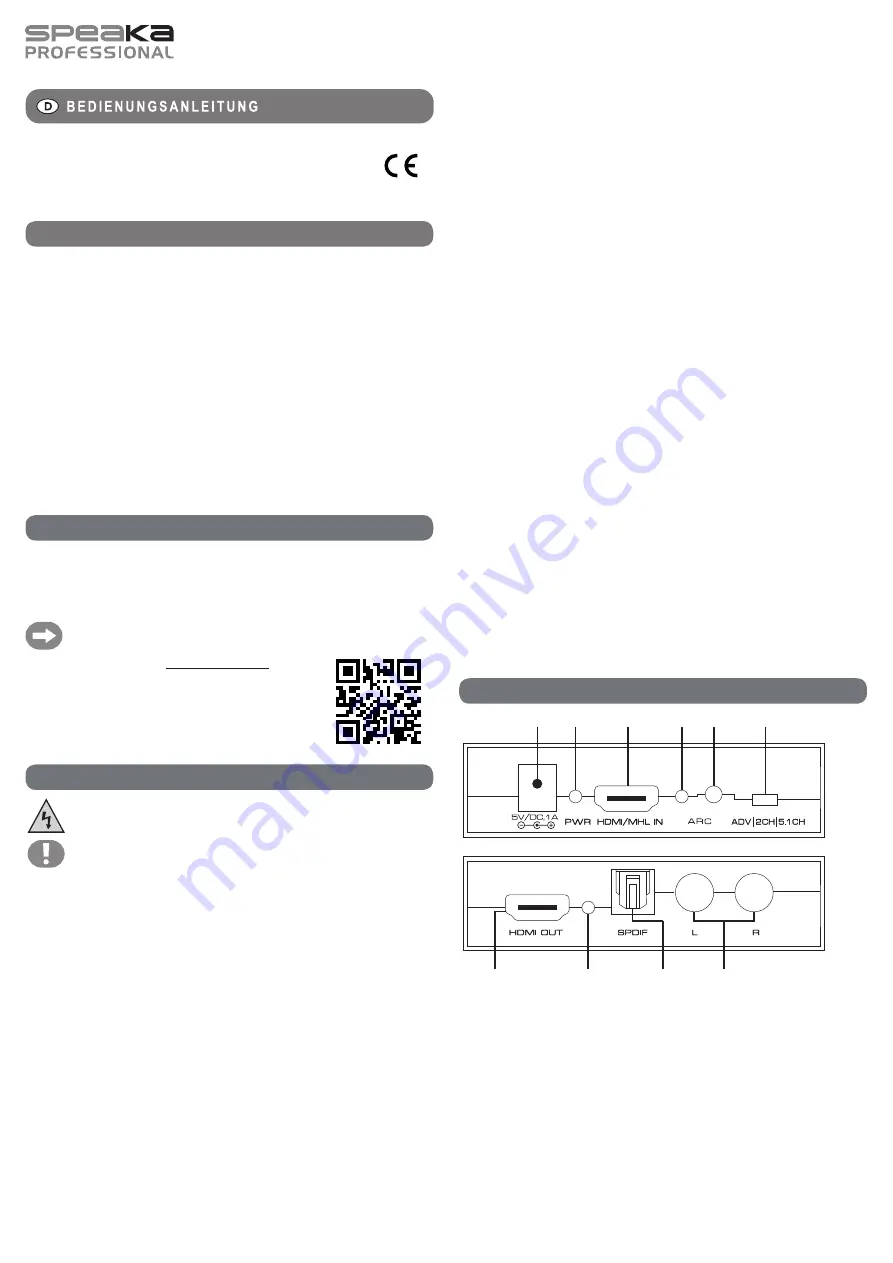 Speaka Professional SP-AE-H/TC-04 Operating Instructions Manual Download Page 1