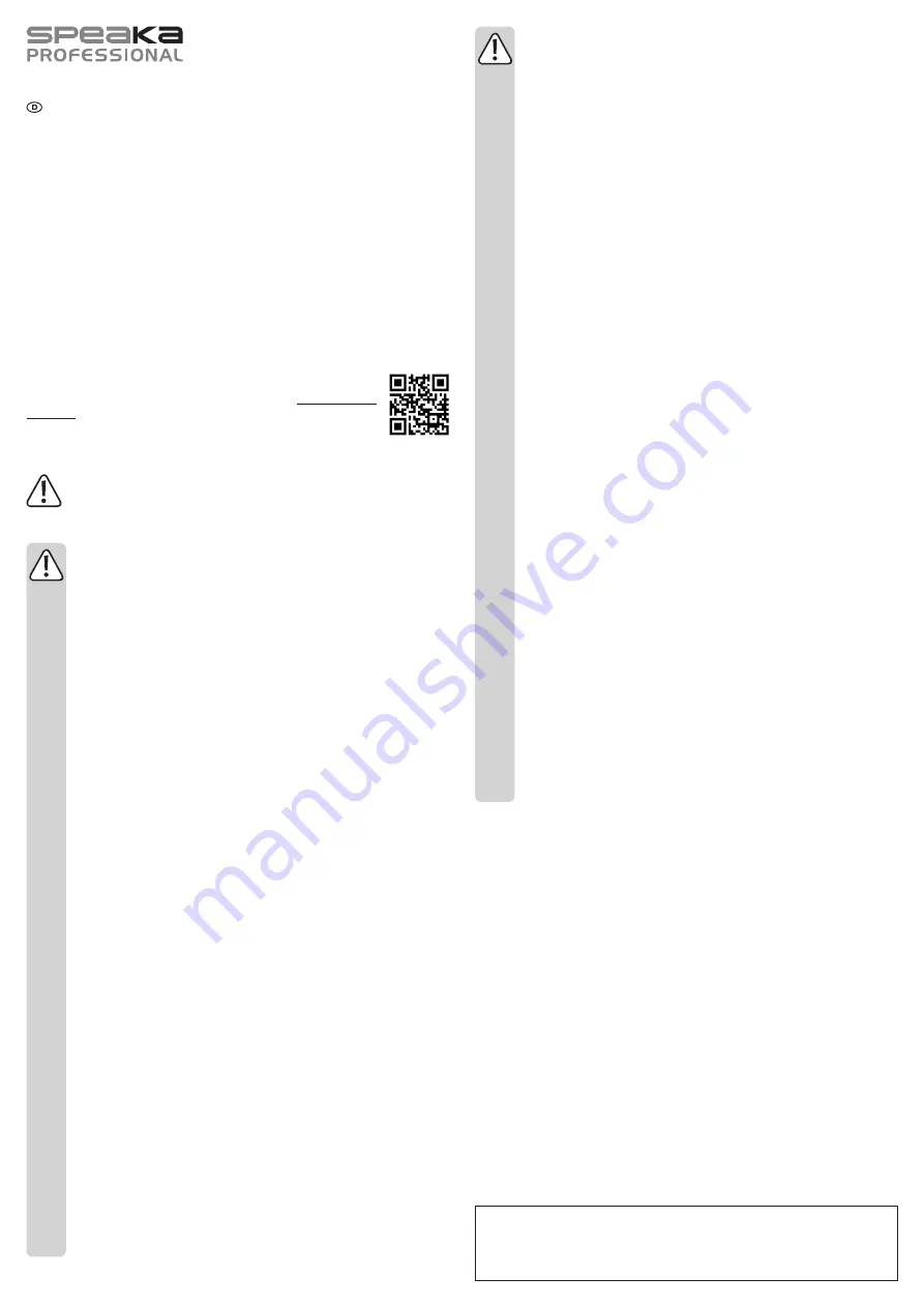 Speaka Professional SP-TVW-SLIDE01 Important Information Download Page 1