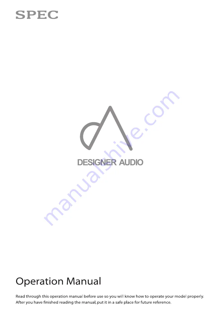 SPEC Designer Audio RPA-MG1000 Скачать руководство пользователя страница 1