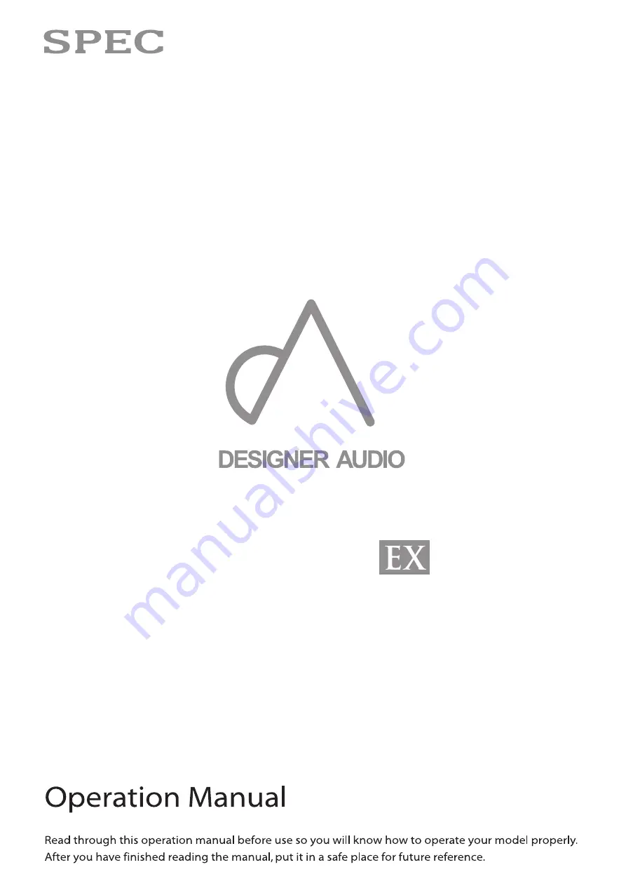 SPEC DESIGNER AUDIO RPA-W3EX Operation Manual Download Page 1