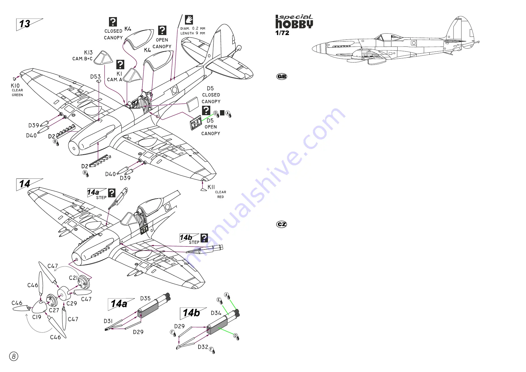 SPECIAL HOBBY Supermarine Seafire FR 47 Instructions Download Page 1