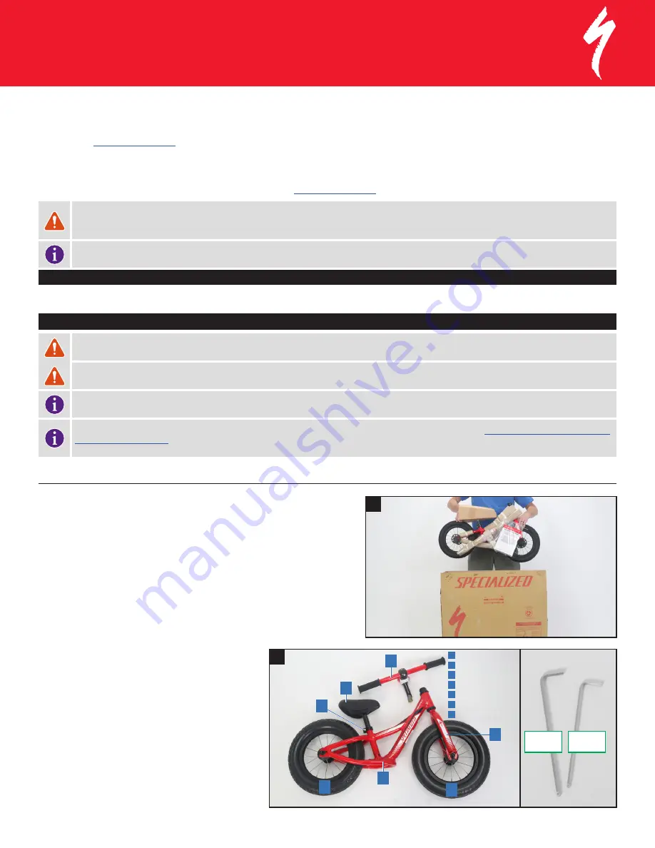 Specialized SAGAN HOTWALK Assembly And Set-Up Manual Download Page 1