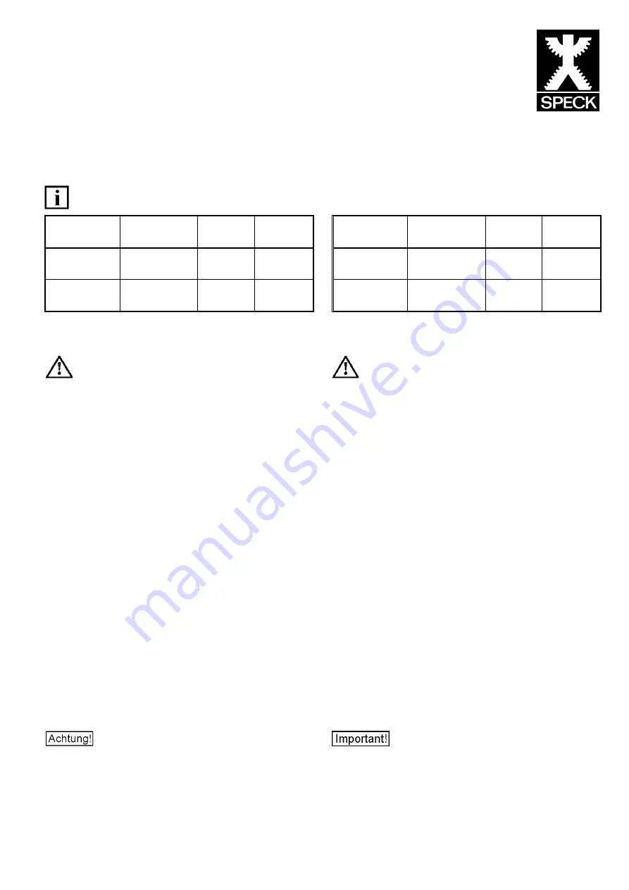 Speck UL50/1000Dr Operating Instructions Manual Download Page 1