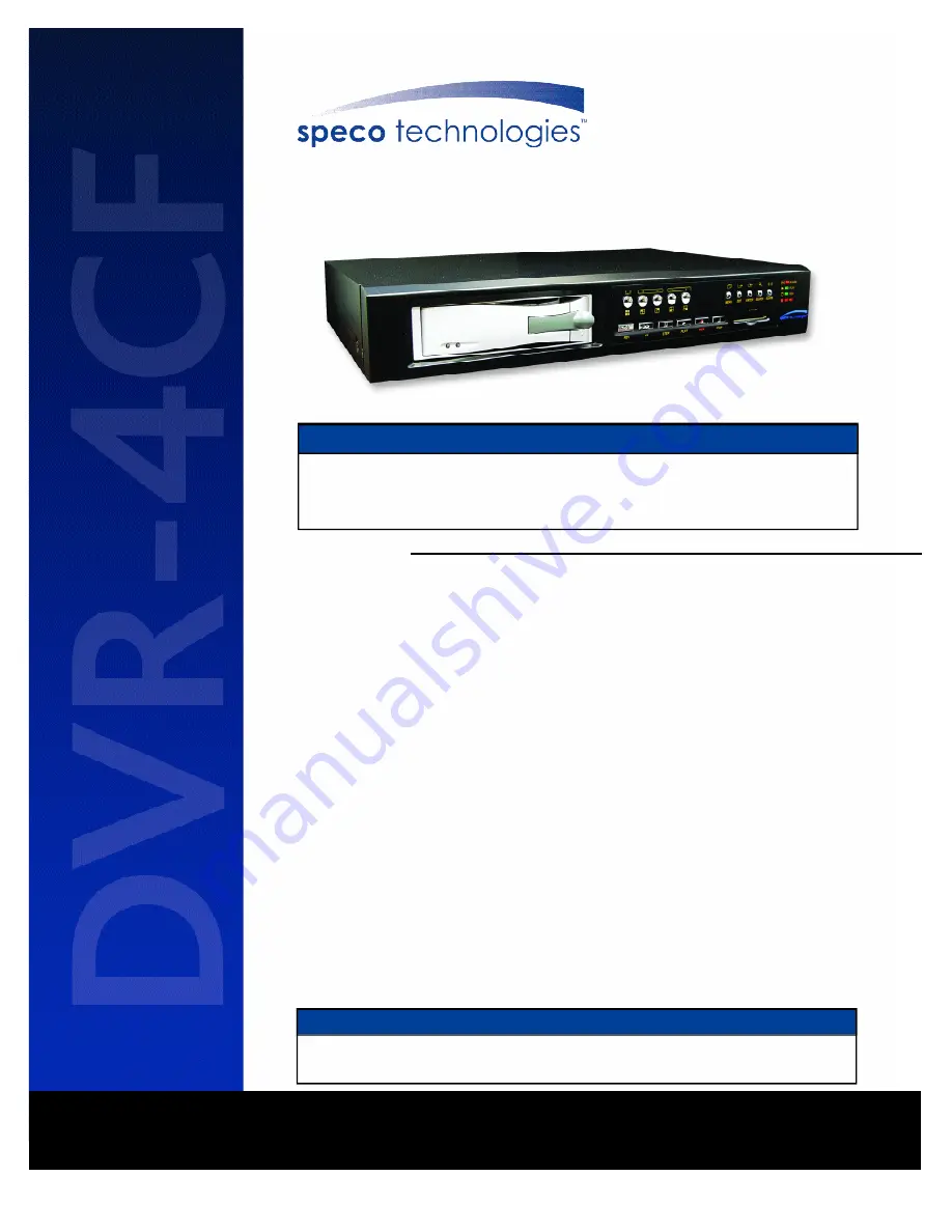 Speco DVR-4CF Скачать руководство пользователя страница 1