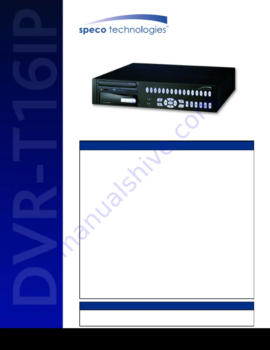 Speco DVR-T16IP Скачать руководство пользователя страница 1