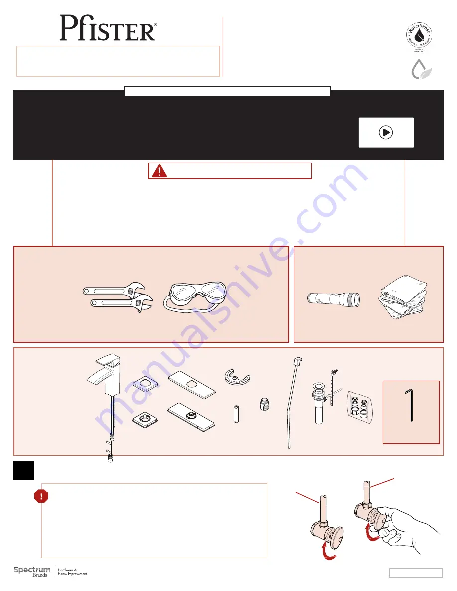 Spectrum Brands Pfister Kenzo LG42-DF1 Quick Installation Manual Download Page 1