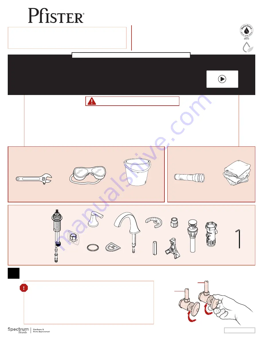 Spectrum Brands Pfister Ladera LF-049-LR Quick Installation Manual Download Page 1