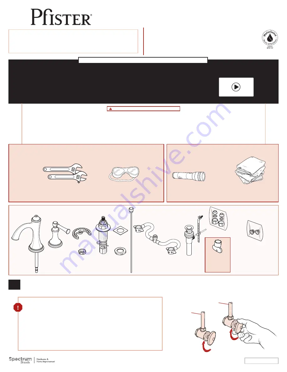 Spectrum Brands Pfister Tisbury LG49-TB0Y Quick Installation Manual Download Page 1