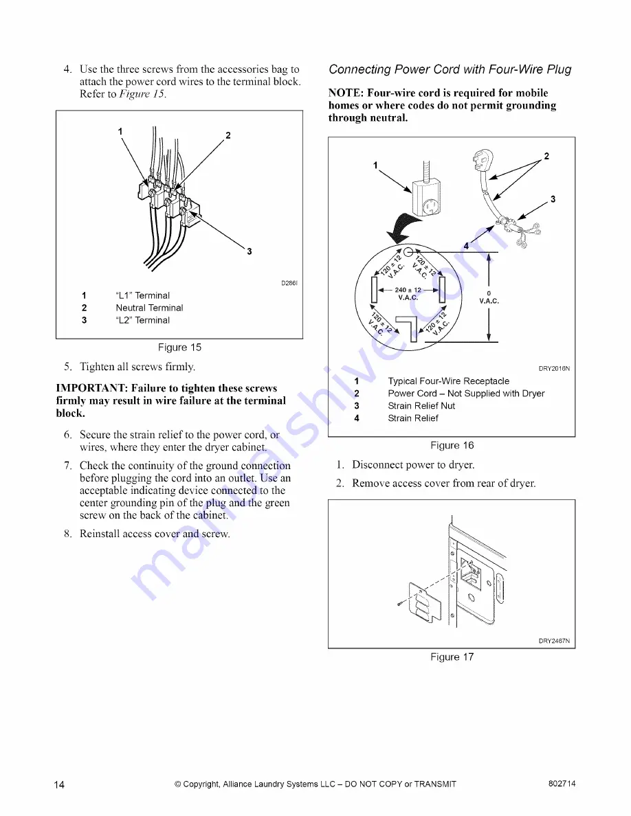 Speed Queen ATE50FGP171TW01 Installation Instructions Manual Download Page 14