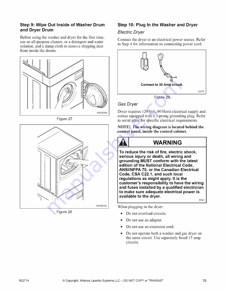 Speed Queen ATE50FGP171TW01 Installation Instructions Manual Download Page 19