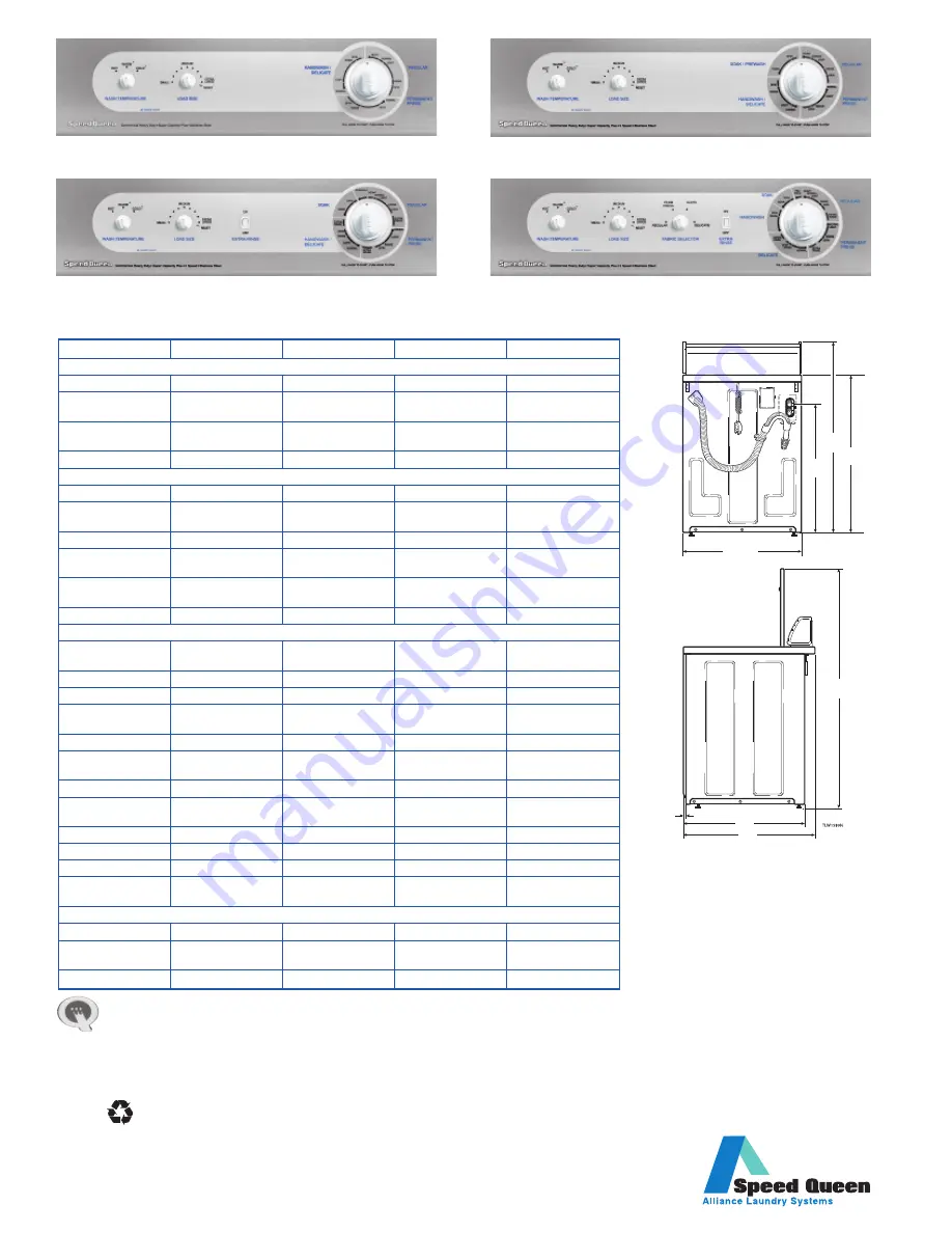 Speed Queen AWS44NW Specifications Download Page 2