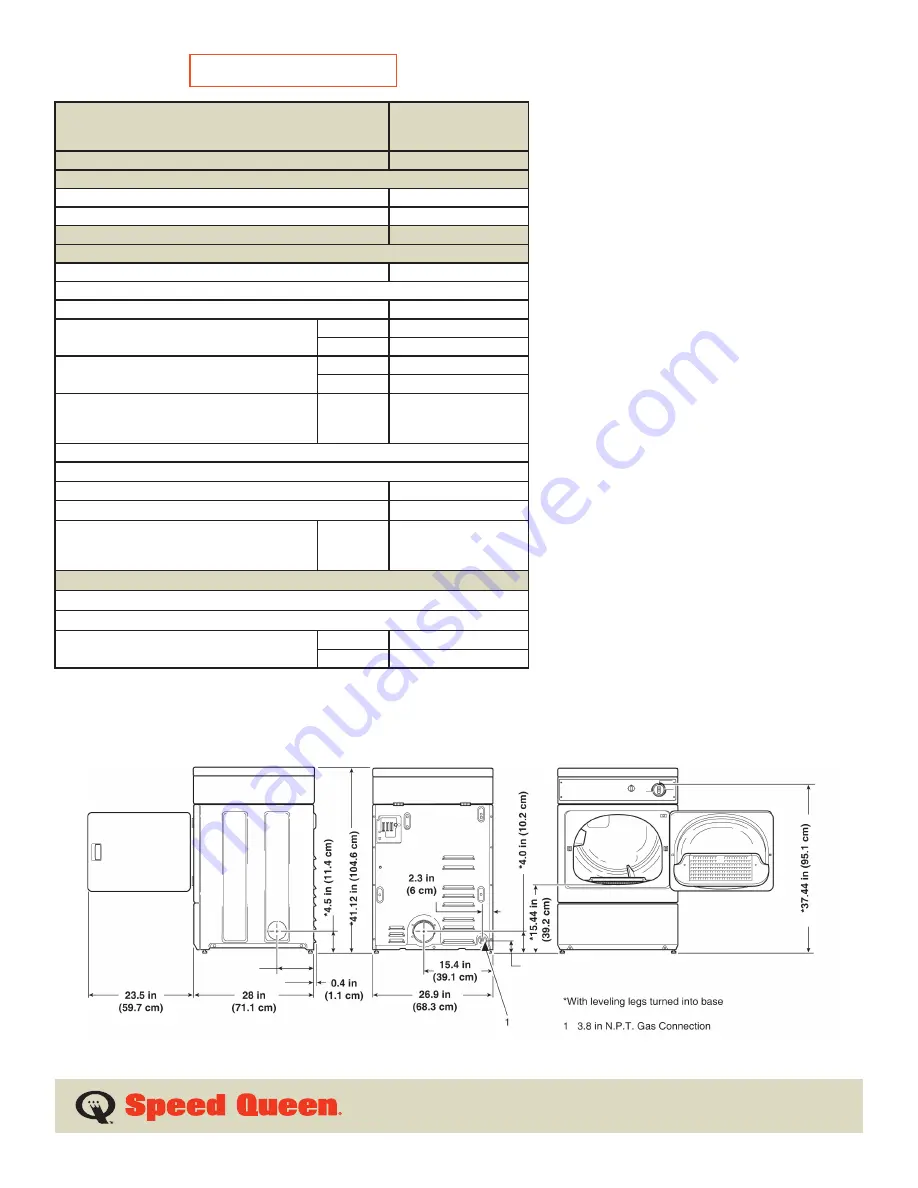 Speed Queen FES17AWF1500 Specifications Download Page 2