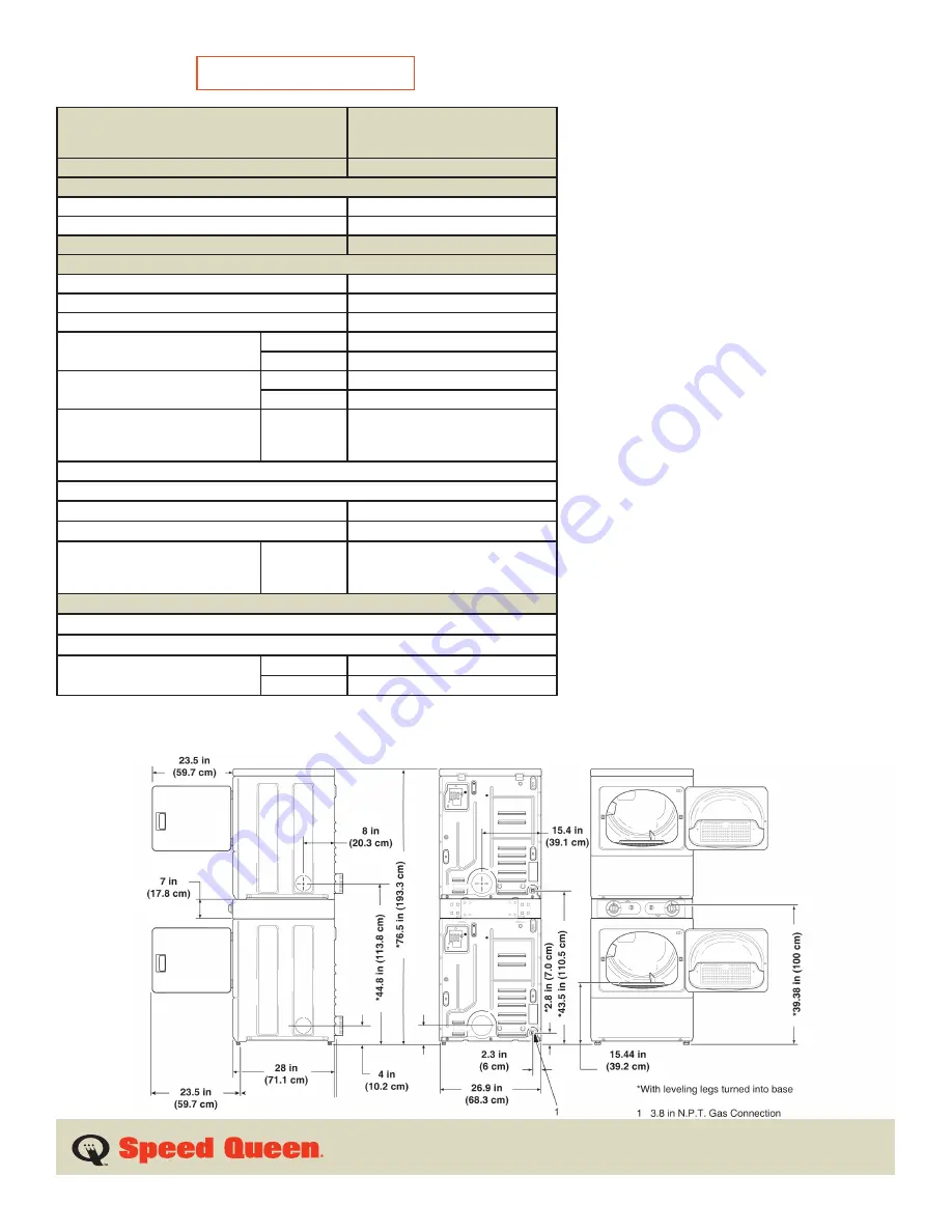 Speed Queen KES17AWF1500 Specifications Download Page 2