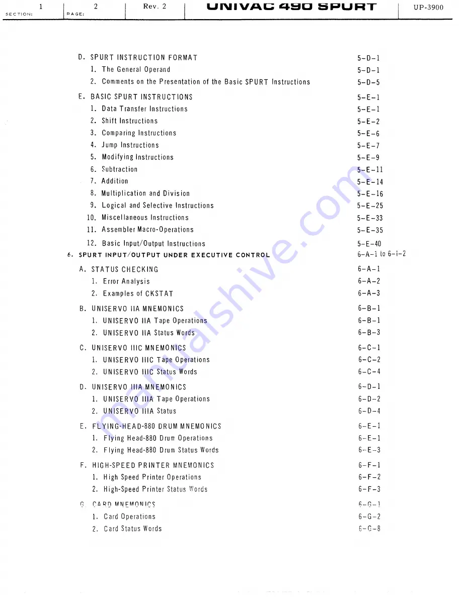 Sperry Rand UNIVAC 490 SPURT Скачать руководство пользователя страница 6