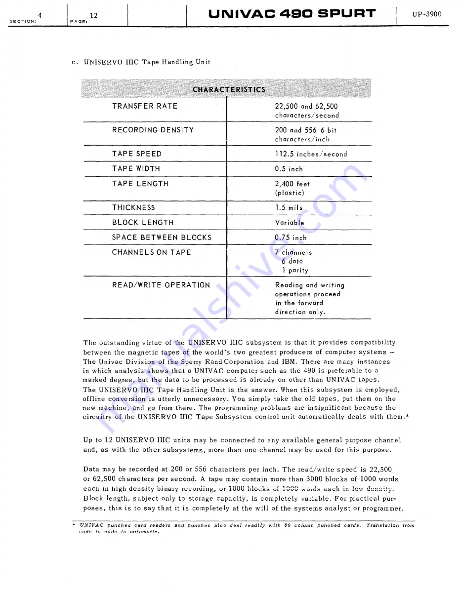 Sperry Rand UNIVAC 490 SPURT General Reference Manual Download Page 30