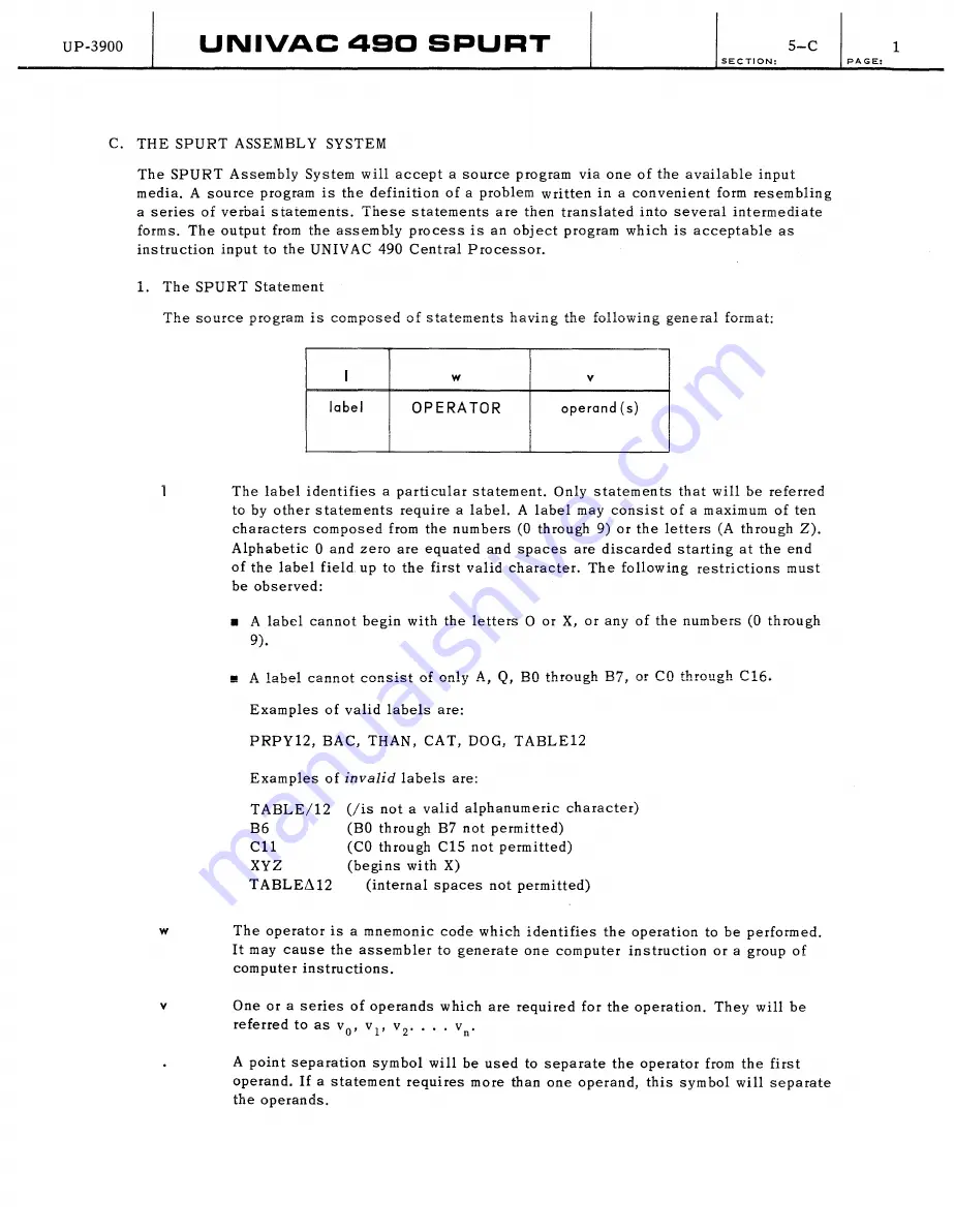 Sperry Rand UNIVAC 490 SPURT General Reference Manual Download Page 45