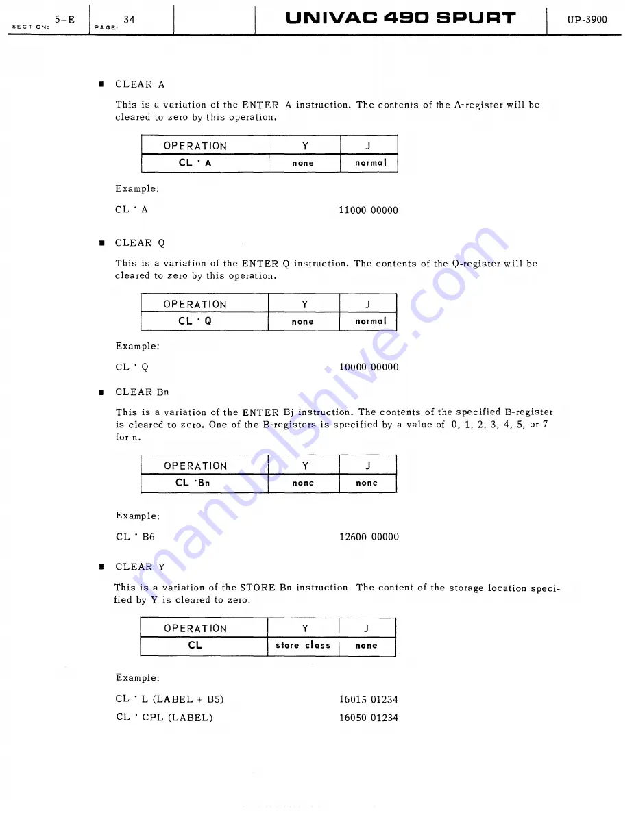 Sperry Rand UNIVAC 490 SPURT General Reference Manual Download Page 88