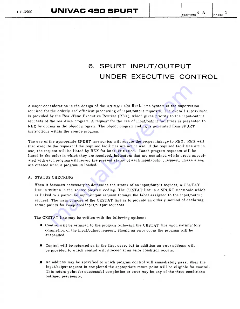 Sperry Rand UNIVAC 490 SPURT General Reference Manual Download Page 107