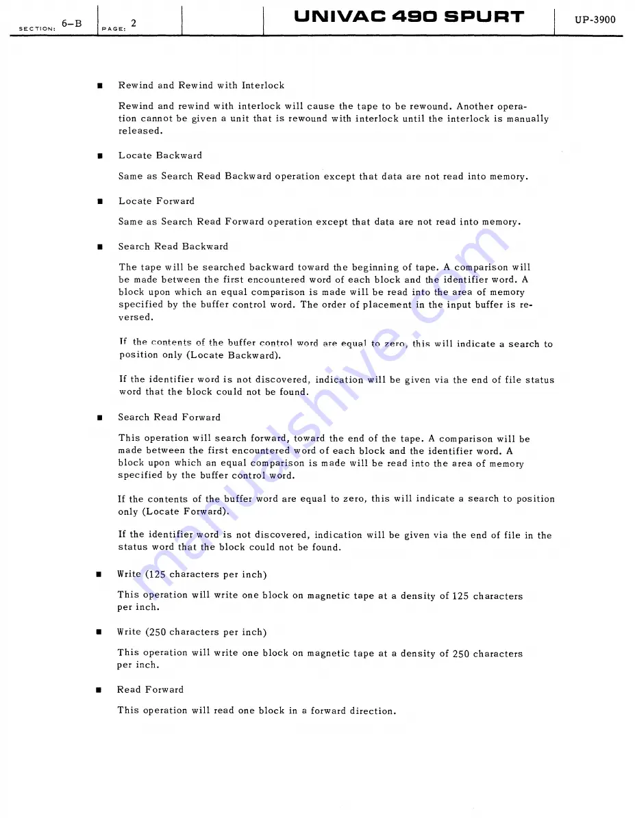 Sperry Rand UNIVAC 490 SPURT General Reference Manual Download Page 112